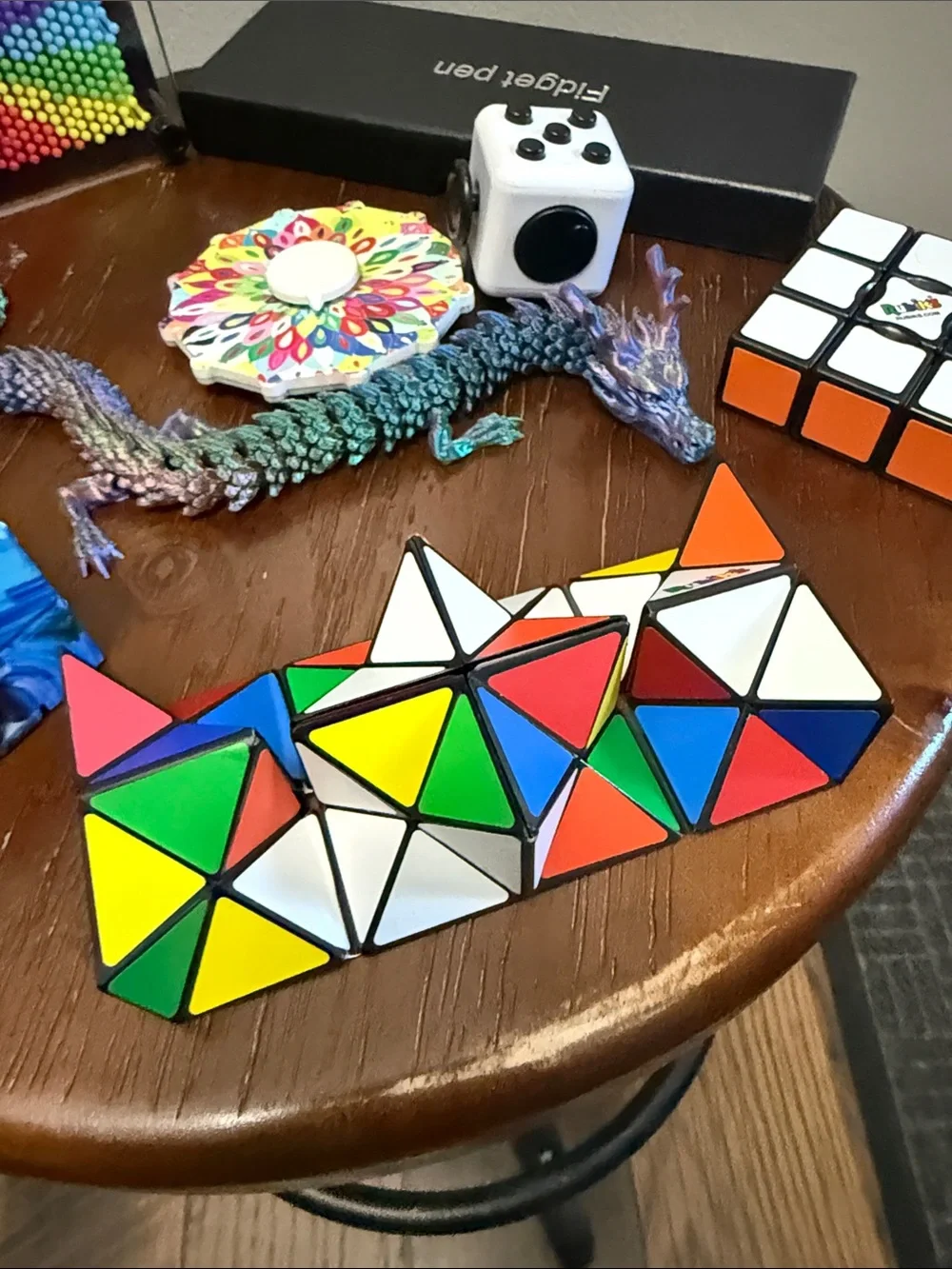 Fidget Toy Bundle with Rainbow Pin Toy, Rubik’s Puzzles, Magnetic Pen